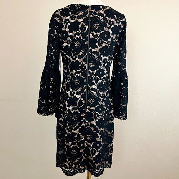 NWT Vince Camuto Black Bell Sleeve Lace Dress (6) Dark Coquette / Dark Romance - Picture 15 of 16